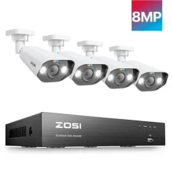 Discount CCTV-system, 8MP opløsning, PoE NVR-kit,8CH NVR x 4Kameraer, 2T Sikkerhedsmonitorer & Videokameraer