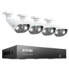 Sikkerhedsmonitorer & Videokameraer^CCTV-system, 8MP opløsning, PoE NVR-kit,8CH NVR x 4Kameraer, 2T