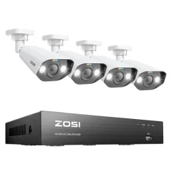 Sikkerhedsmonitorer & Videokameraer^CCTV-system, 8MP opløsning, PoE NVR-kit,8CH NVR x 4Kameraer, 2T