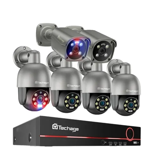 Online CCTV-system, 8MP opløsning, tovejskommunikation,8CH NVR 6 Kamera A, 1T Sikkerhedsmonitorer & Videokameraer