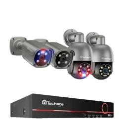 Sikkerhedsmonitorer & Videokameraer^CCTV-system, 8MP opløsning, tovejskommunikation,8CH NVR 4 Kamera, Ingen