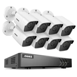 Sikkerhedsmonitorer & Videokameraer^8CH DVR CCTV Sikkerhedssystem, 5MP Ultra HD Opløsning, Infrarød Nattesyn,5MP CMOS Kamera-a, Ingen