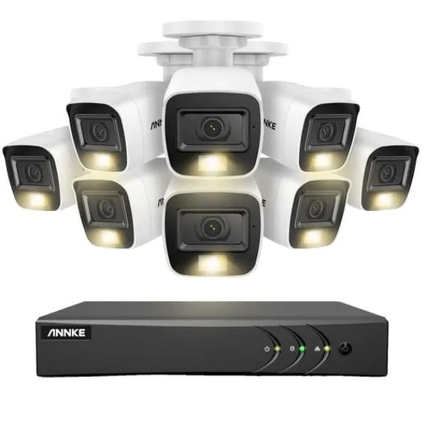 Sikkerhedsmonitorer & Videokameraer^8CH DVR CCTV Sikkerhedssystem, 5MP Ultra HD Opløsning, Infrarød Nattesyn,4T, 3K CMOS Kamera-a