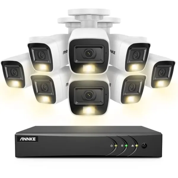 Sikkerhedsmonitorer & Videokameraer^8CH DVR CCTV Sikkerhedssystem, 5MP Ultra HD Opløsning, Infrarød Nattesyn,4T, 3K CMOS Kamera-a