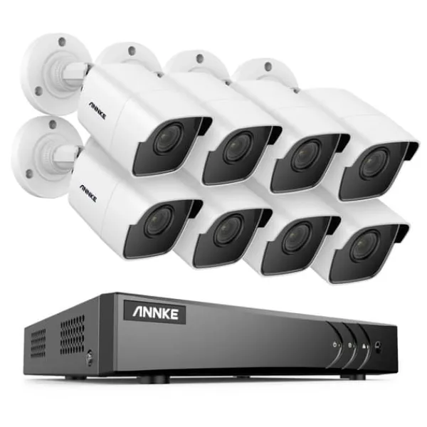 Sikkerhedsmonitorer & Videokameraer^8CH DVR CCTV Sikkerhedssystem, 5MP Ultra HD Opløsning, Infrarød Nattesyn,4T, 5MP CMOS-kamera