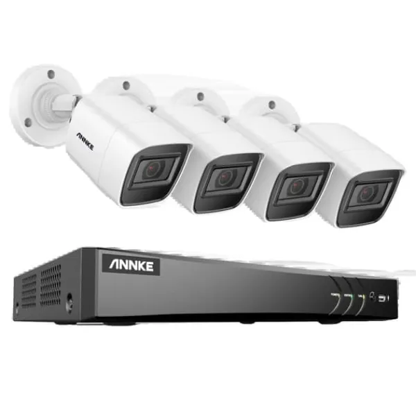 Outlet 8CH DVR Sikkerhedssystem, 4K Ultra HD Opløsning, Smart Bevægelsesdetektion,8CH DVR 4 stk. kamera, Ingen Sikkerhedsmonitorer & Videokameraer