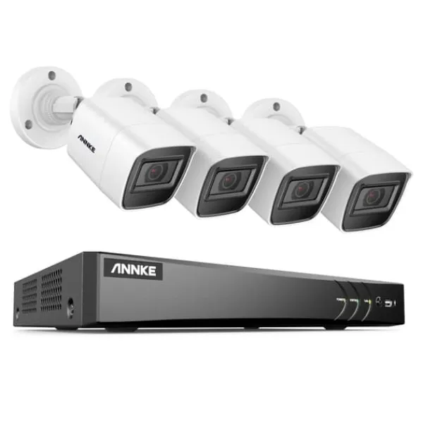 Outlet 8CH DVR Sikkerhedssystem, 4K Ultra HD Opløsning, Smart Bevægelsesdetektion,8CH DVR 4 stk. kamera, Ingen Sikkerhedsmonitorer & Videokameraer