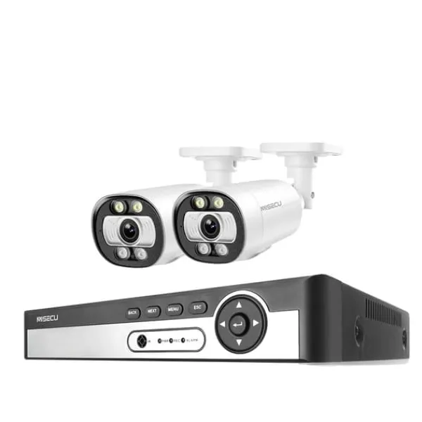 Clearance 8CH NVR Sikkerhedskamera System, 4K Opløsning, AI Menneske Detektion,3T (udendørs sport), 8CH NVR 2STK KAMERA 5MP Sikkerhedsmonitorer & Videokameraer