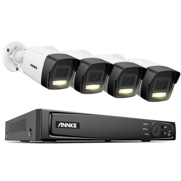Outlet 8CH Overvågningskamera System, 12MP Opløsning, Smart Menneske- og Køretøjsdetektion,8CH 4Pcs Kamera-c, Ingen Sikkerhedsmonitorer & Videokameraer
