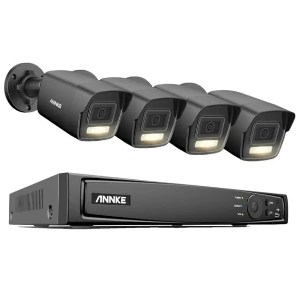 Sikkerhedsmonitorer & Videokameraer^8CH Overvågningskamera System, 12MP Opløsning, Smart Menneske- og Køretøjsdetektion,8CH 4Pcs Kamera-d, 1T