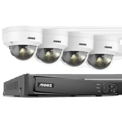 Sikkerhedsmonitorer & Videokameraer^8CH Overvågningskamera System, 12MP Opløsning, Smart Menneske- og Køretøjsdetektion,8CH 4Pcs Kamera-c, 4T