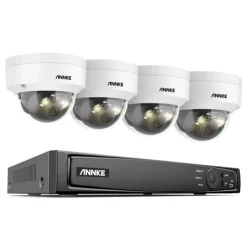 Sikkerhedsmonitorer & Videokameraer^8CH Overvågningskamera System, 12MP Opløsning, Smart Menneske- og Køretøjsdetektion,8CH 4Pcs Kamera-c, 4T