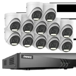 Sikkerhedsmonitorer & Videokameraer^16CH Sikkerhedskamera System, 5MP Høj Opløsning, Avanceret Bevægelsesdetektion,16CH 12PCS Sæt, Ingen