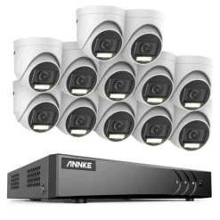 Sikkerhedsmonitorer & Videokameraer^16CH Sikkerhedskamera System, 5MP Høj Opløsning, Avanceret Bevægelsesdetektion,16CH 12PCS Sæt, Ingen