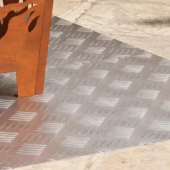 Hot Checker plader 2 stk. Aluminium, Skridsikker og Vandafvisende | Størrelse: 100x50 cm | Farve: Sølv Pejse