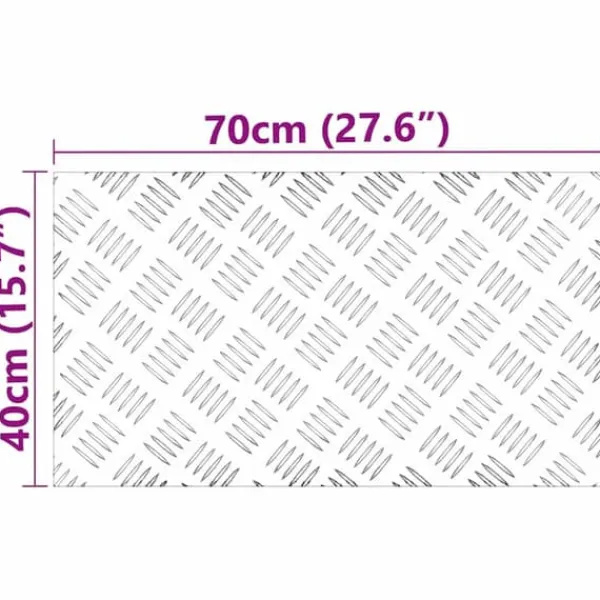 Discount Checker plader 2 stk. i aluminium - Skridsikre og vandafvisende | Størrelse: 70x40 cm | Farve: Sølv Pejse