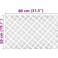 Pejse^Checker plader i aluminium - Skridsikre trappetrin | Størrelse: 80x50 cm | Farve: Sølv