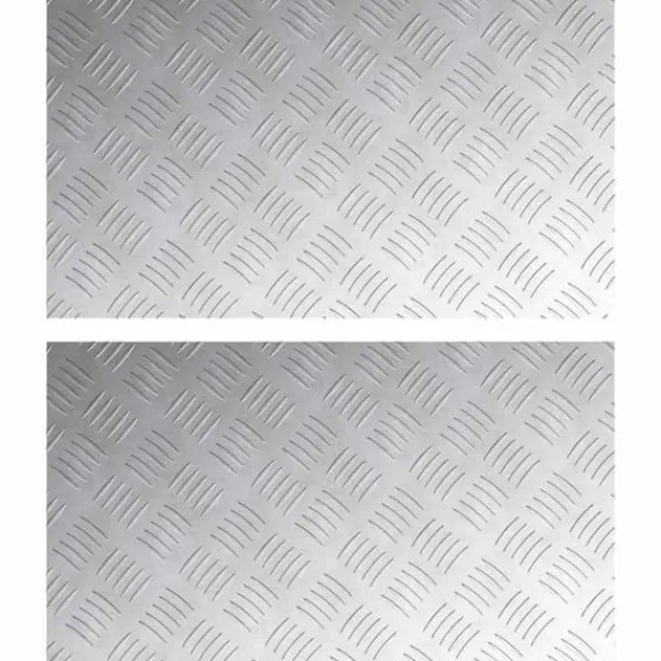 Pejse^Checker plader i aluminium - Skridsikre trappetrin | Størrelse: 70x40 cm | Farve: Sølv