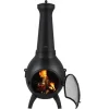 Hot Chiminea, Kugleformet udendørs brændefyret ildsted, 43x42x112 cm, Sort Pejse
