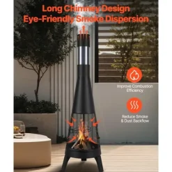 Pejse^Chiminea Udendørs Brændeovn, 20 Tommer, Med Grillnet og Skorstensbelægning