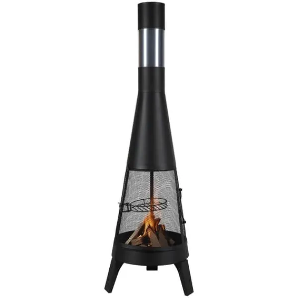 Pejse^Chiminea Udendørs Brændeovn, 20 Tommer, Med Grillnet og Skorstensbelægning