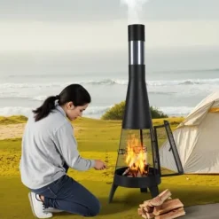 Clearance Chiminea, 50,8x149,5 cm, Sort, Udendørs brændefyret pejs Pejse