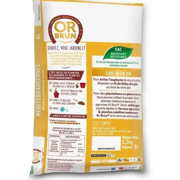 Jord & Sand^Citrus- og middelhavsplantejord - BRUN GULD - OBRTAGR6U - 6L - Oliventræer, palmer og cycas