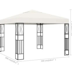 Telte & Lysthuse^Cremefarvet pavillon 3x3 m - Robuste udendørs baldakin | Farve: Creme | Størrelse: 3x3 m