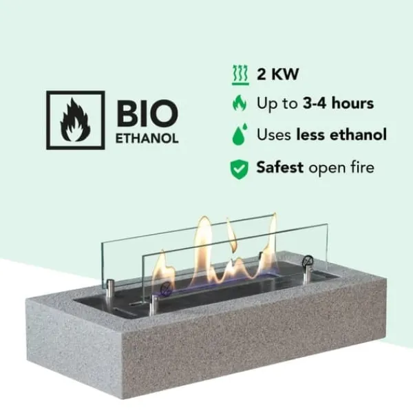 Pejse^Cuneo bio-ethanol bordovn - Indendørs og udendørs - Betonlook - 2KW varme