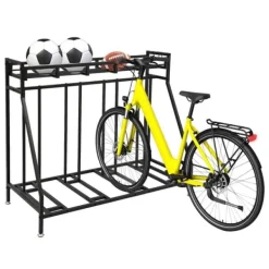 Tilbehør Til Brændeovne & Pejse^Cykelstativ - Fritstående gulvstativ - 4 Kroge - Opbevaring til hjem og garage - Pladsbesparende - Sort
