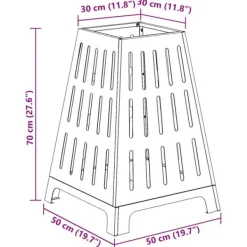 Pejse^Cylindrisk bålsted i stål - Udendørs ildgryde | Farve: Sort | Størrelse: 50x50x70 cm