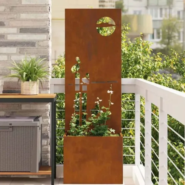 Krukker & Plantebeholdere^Dekorativ havprivatskærm i stål - Elegant mønster | Størrelse: 50 x 140 cm | Farve: Rusten