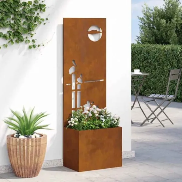 Krukker & Plantebeholdere^Dekorativ havprivatskærm i stål - Elegant mønster | Størrelse: 50 x 140 cm | Farve: Rusten
