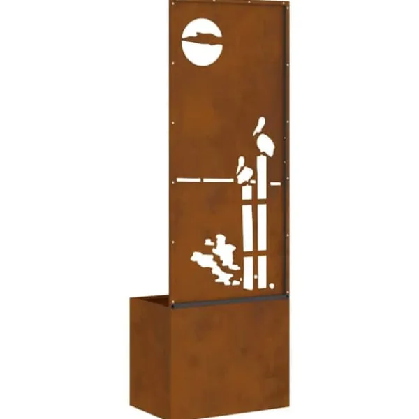 Krukker & Plantebeholdere^Dekorativ havprivatskærm i stål - Elegant mønster | Størrelse: 50 x 140 cm | Farve: Rusten