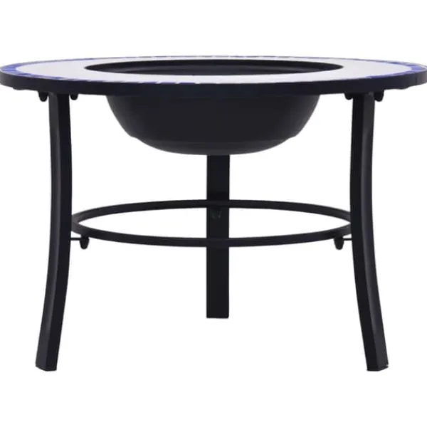 Pejse^Dekorativt bålfad i mosaik - Keramik | Farve: Blå og Hvid | Diameter: 68 cm
