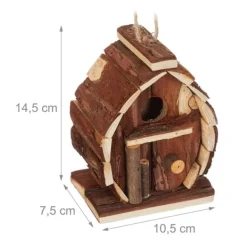 Clearance Dekorativt fuglehus, 14.5x10.5x7.5 cm, naturtræ Til Fugle & Småvildt