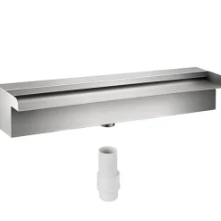 New Dekorativt vandfaldsbassin i rustfrit stål 30 x 11,5 x 8 cm til havedam – perfekt til indendørs og udendørs brug. Springvand & Damme
