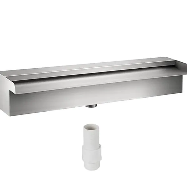 New Dekorativt vandfaldsbassin i rustfrit stål 30 x 11,5 x 8 cm til havedam – perfekt til indendørs og udendørs brug. Springvand & Damme