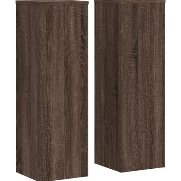 New 2-delt plantestativ i konstrueret træ | Farve: Brun | Størrelse: 25x25x80 cm Plantestativer