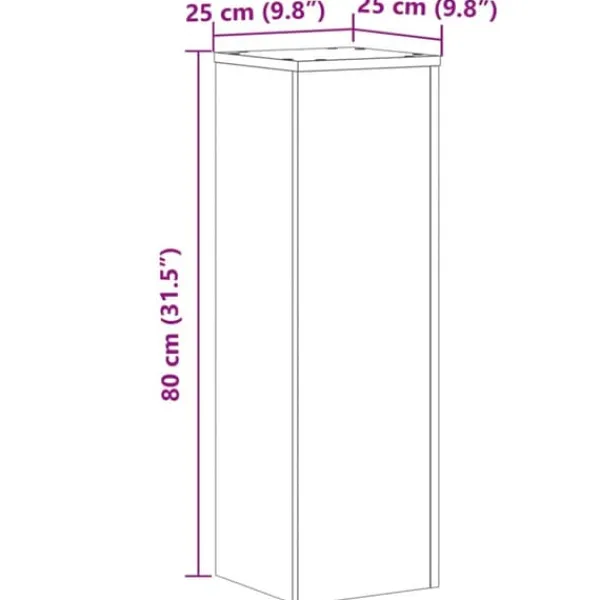 New 2-delt plantestativ i konstrueret træ | Farve: Brun | Størrelse: 25x25x80 cm Plantestativer