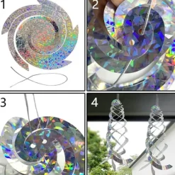 Best 4-delt spiralformet fugleafvisende reflektor 28,5*28,5 cm hængende reflekterende fugleafvisende enhed, der bruges til at jage fugle som spætter, duer | CDON Til Fugle & Småvildt