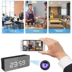 Digital Fjärrstyrd / Rörelseaktiverad WiFi Klocka med Dold Kamera och Nightvision Sikkerhedsmonitorer & Videokameraer