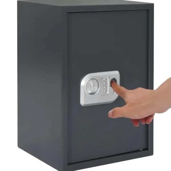 Pengeskabe^Digitalt pengeskab med elektronisk lås - Mørkegrå | Størrelse: 31x35x50 cm | Materiale: Stål
