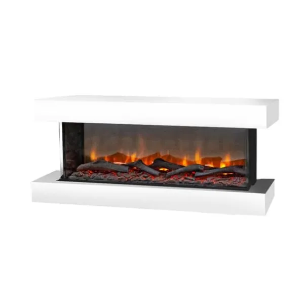 Pejse^Disegno 90SW elektrisk vægpejs - hvid - 3-sidet elektrisk LED mood pejs - 1400 Watt varme - fjernbetjening
