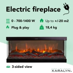 Pejse^Disegno 90XLB elektrisk vægpejs - sort - 3-sidet elektrisk LED humørpejs - Højt til loftet - 1400 Watt varme - fjernbetjening