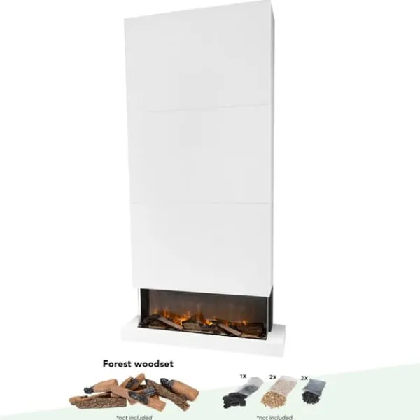 Best Disegno 90XLW elektrisk vægkomfur - hvid - 3-sidet elektrisk LED højovn - Højt til loftet - 1400 Watt varme - fjernbetjening Pejse