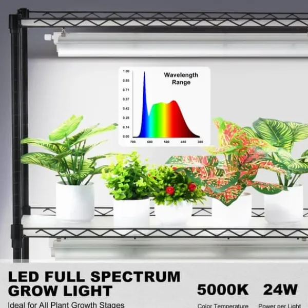 Plantestativer^DIY Plantestativ med Vokse-lamper, 6 Etagers, 192W, 70,9” Høj, Justerbar Plant Grow Hylde til Indendørs Planter.