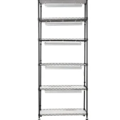 Plantestativer^DIY Plantestativ med Vokse-lamper, 6 Etagers, 192W, 70,9” Høj, Justerbar Plant Grow Hylde til Indendørs Planter.