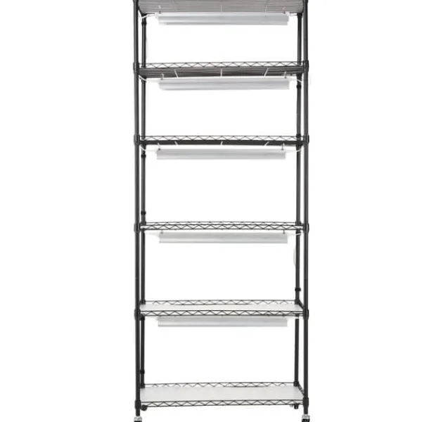 Plantestativer^DIY Plantestativ med Vokse-lamper, 6 Etagers, 192W, 70,9” Høj, Justerbar Plant Grow Hylde til Indendørs Planter.