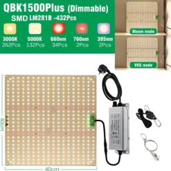 Discount Dæmpbar LED Vækstlys, Justerbart Spektrum, Energi Effektiv,QBK1500Plus-DIM Krukkeplanter Indendørs